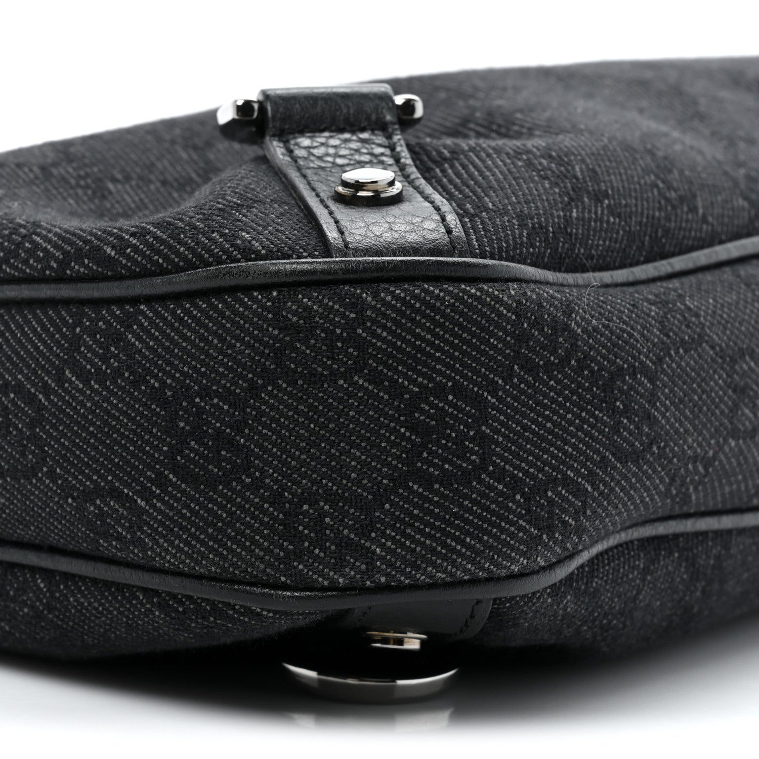 Gucci Denim Monogram Abbey D Ring Hobo Black 9 of 13