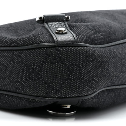 Gucci Denim Monogram Abbey D Ring Hobo Black 9 of 13