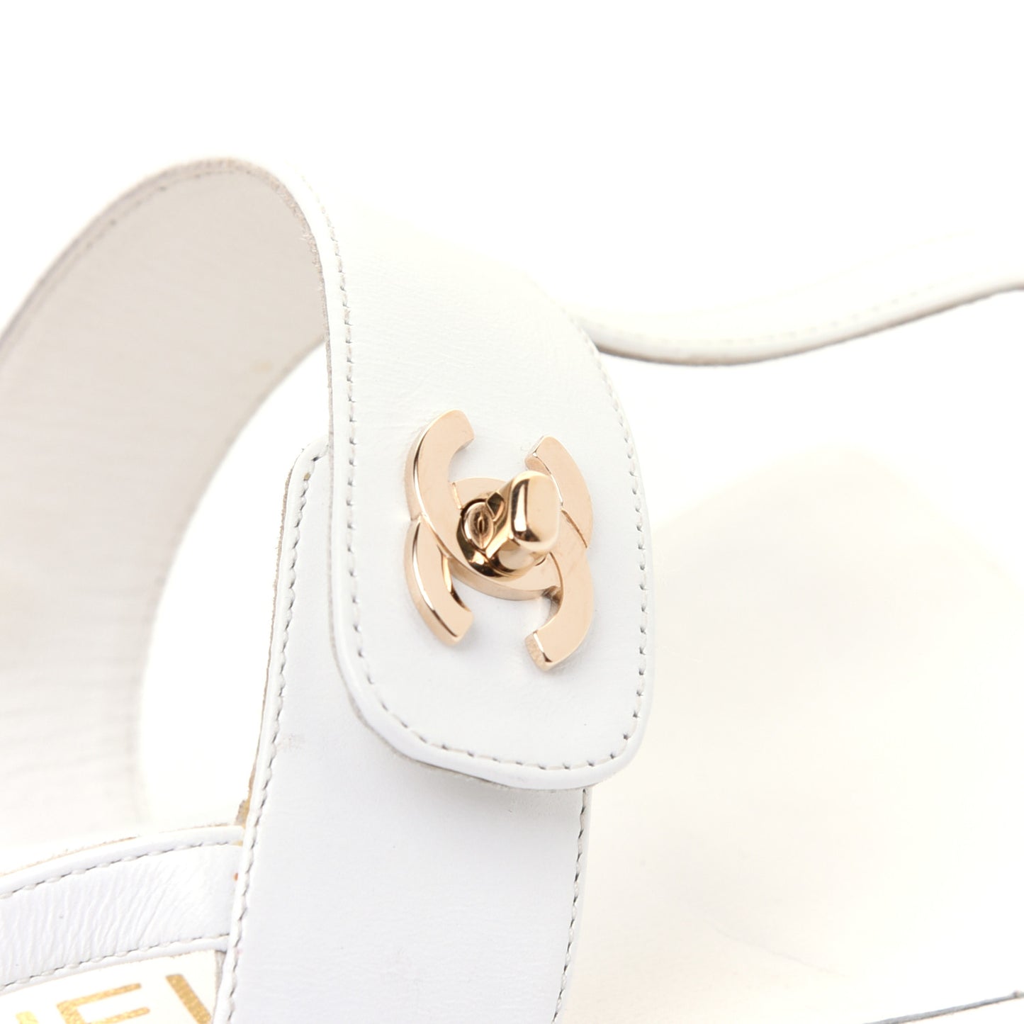 Lambskin CC Thong Sandals 37 White