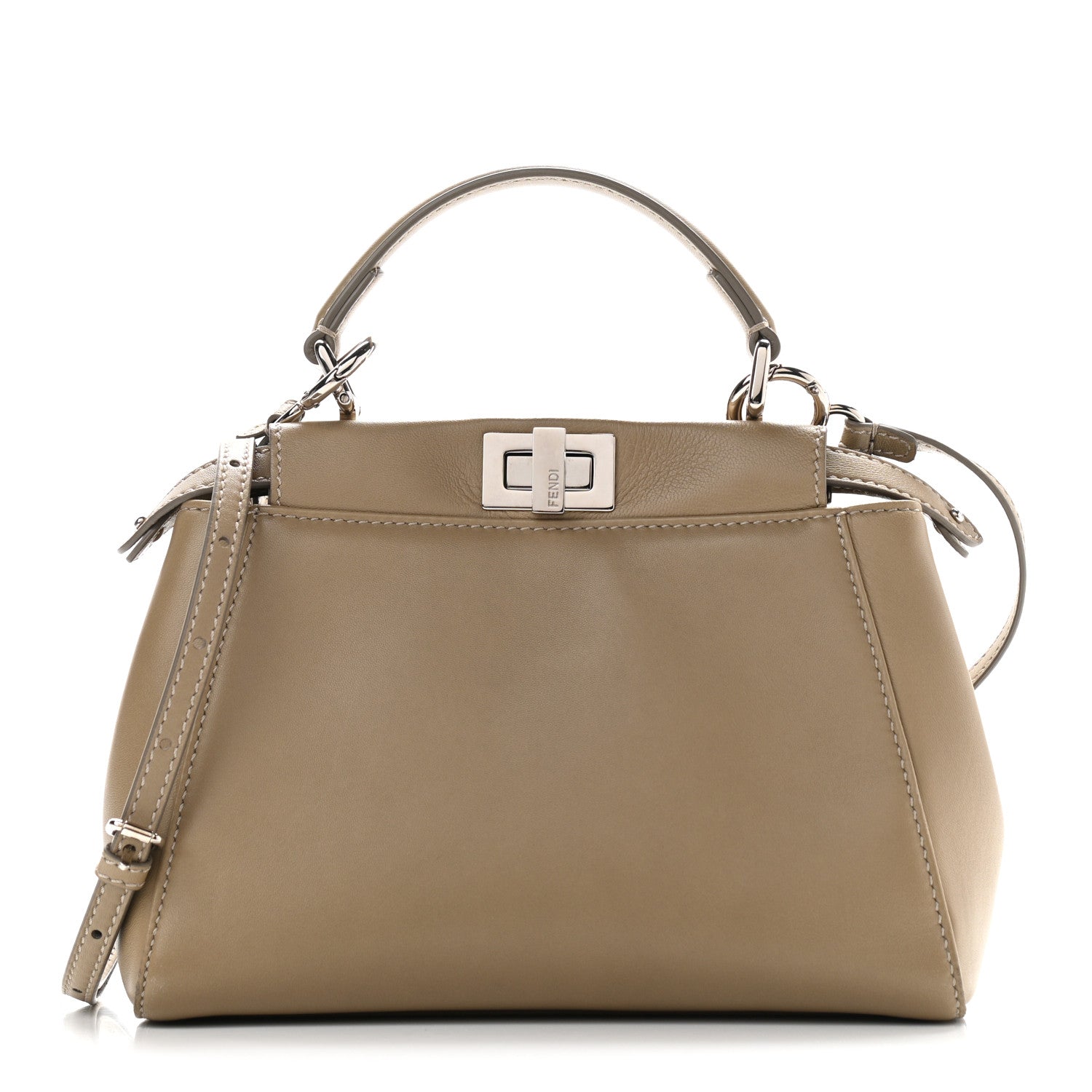 Fendi Nappa Mini Peekaboo Iconic Satchel Tortora 1 of 11