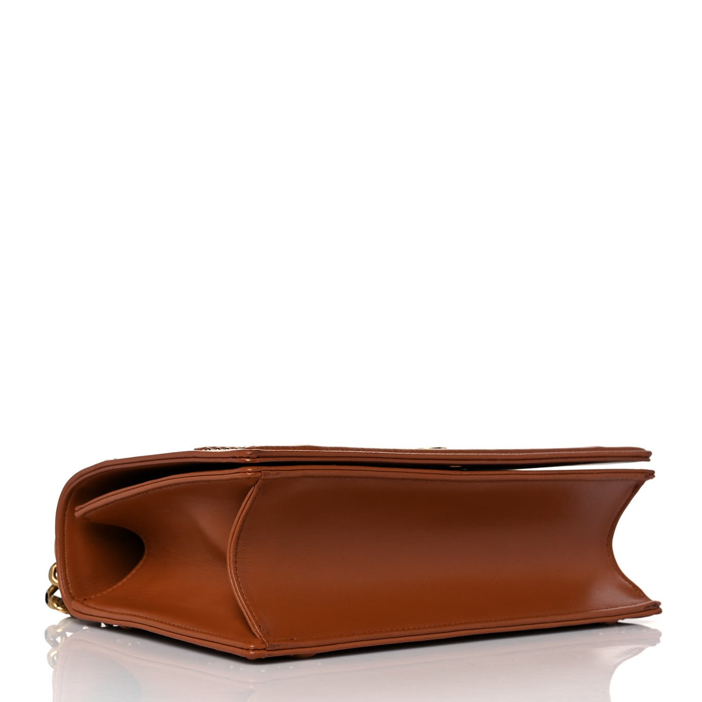 Lambskin Studded Medium Diorama Flap Bag Brown