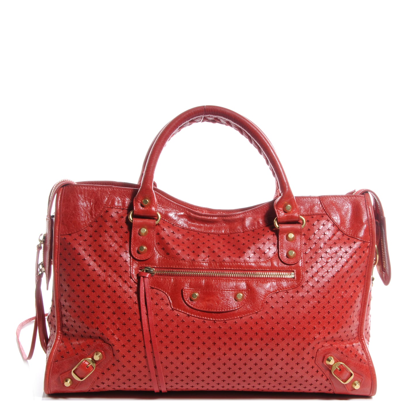 Agneau Cross Perforated City Ruby Red