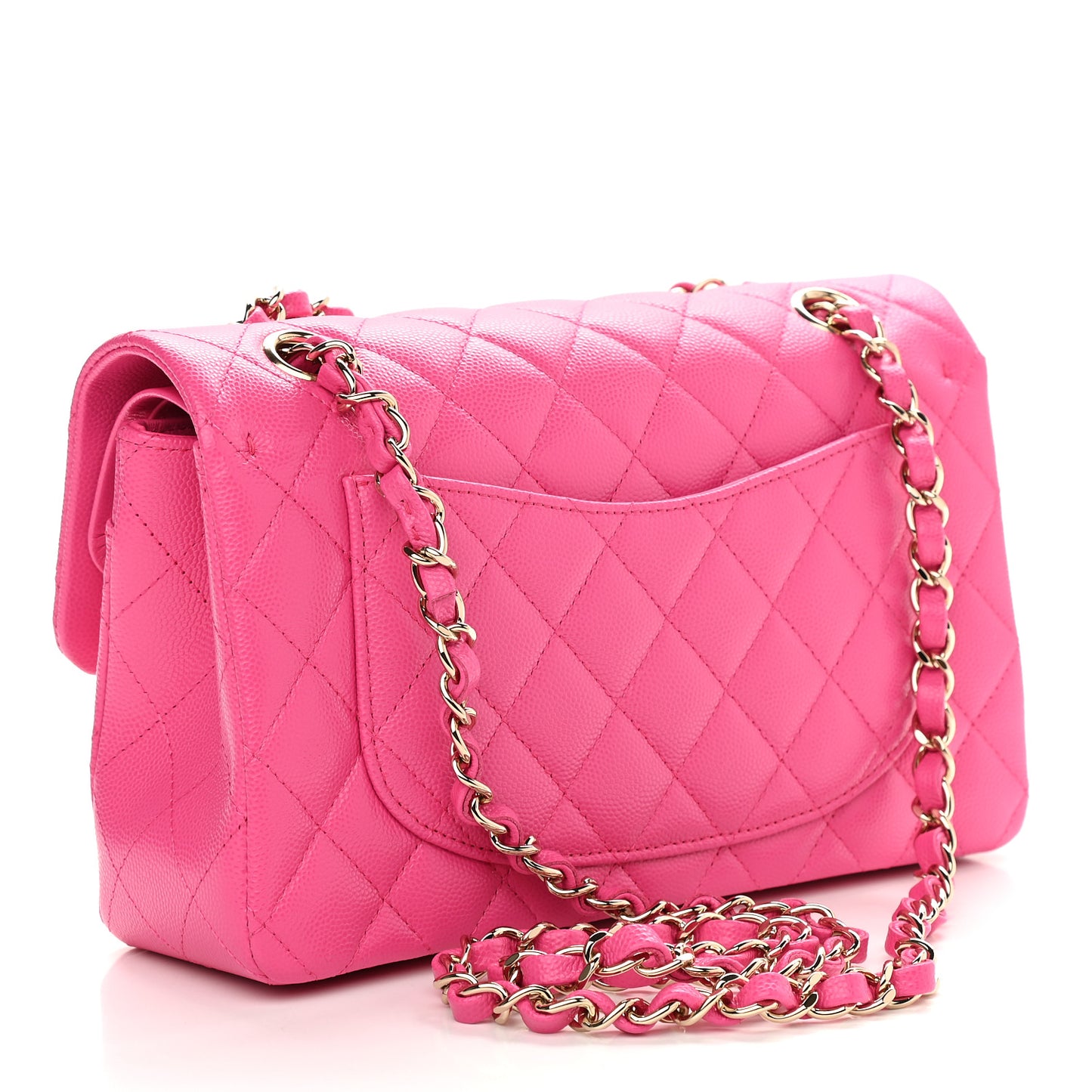 Caviar Quilted Small Double Flap Dark Pink