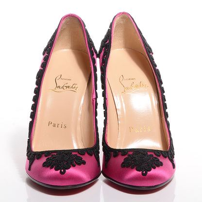 Christian Louboutin Satin Samira 100 Pumps Pink Black 37 2 of 8