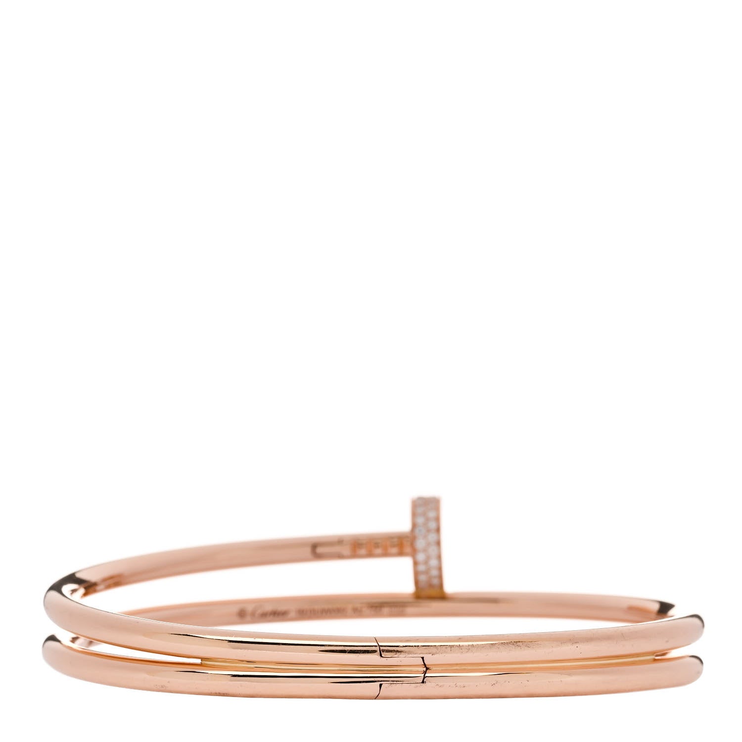 Cartier 18K Pink Gold Diamond Double Wrap Juste Un Clou Bracelet 19 3 of 4