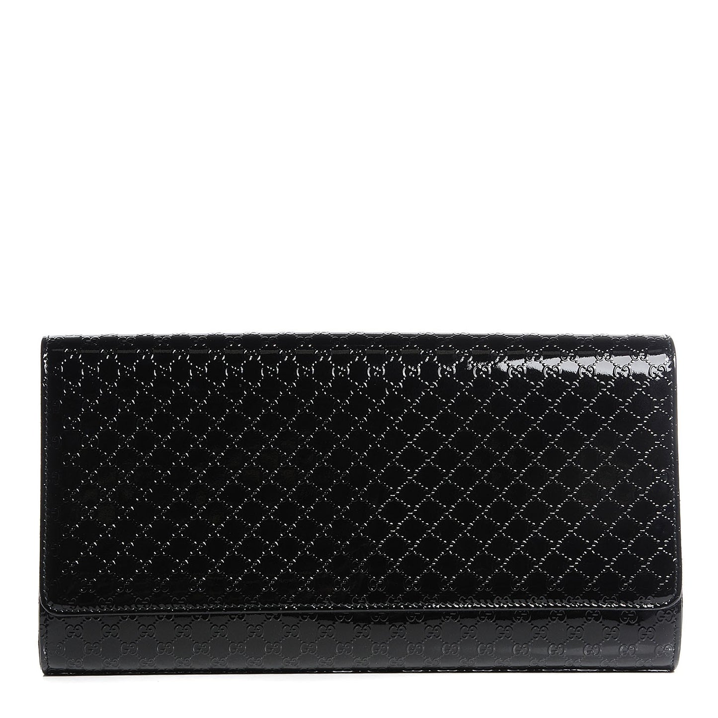 Patent Microguccissima Medium Broadway Evening Clutch Black