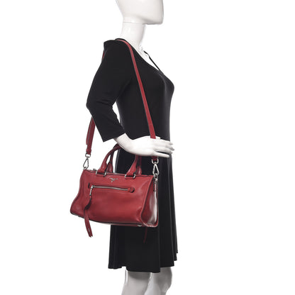 Prada Vitello Phenix Top Handle Shopping Satchel Rosso 2 of 10