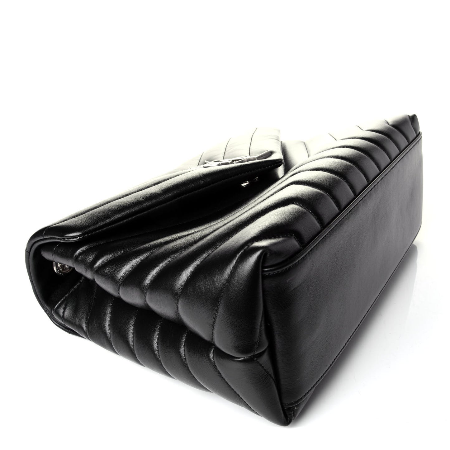 Calfskin Y Quilted Monogram Medium Loulou Chain Satchel Black