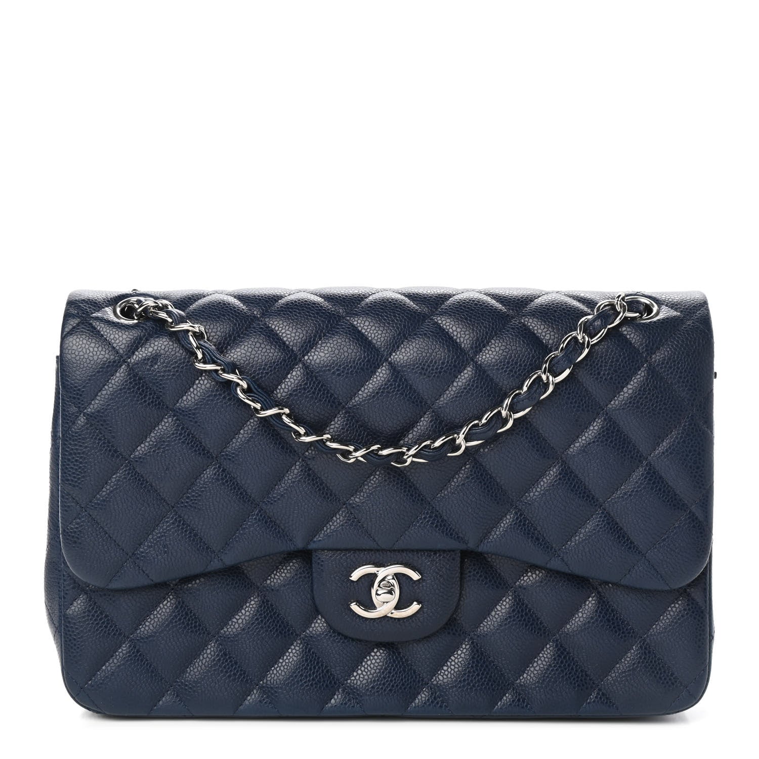 Chanel Caviar Quilted Jumbo Double Flap Navy Blue 1 of 9