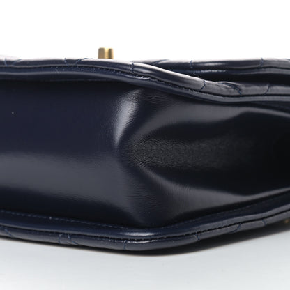 Chanel Shiny Lambskin Flap Clutch With Chain Bleu Marine 9 of 11