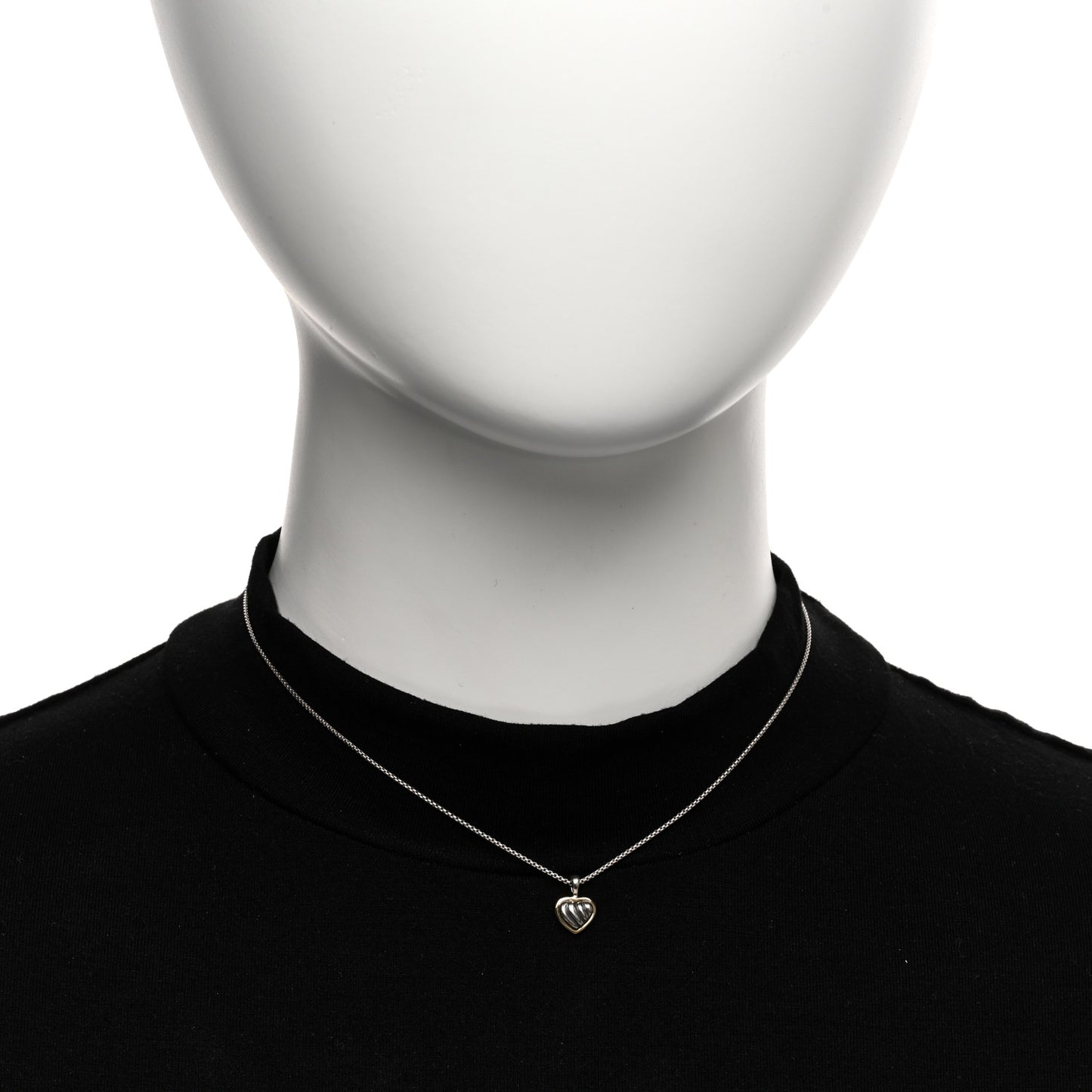 Sterling Silver 18K Yellow Gold Cable Heart Pendant Necklace