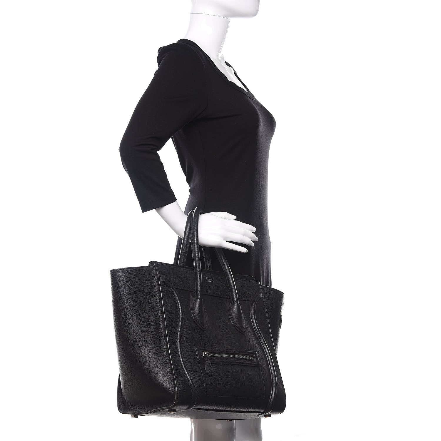 Celine Drummed Calfskin Mini Luggage Black 2 of 12
