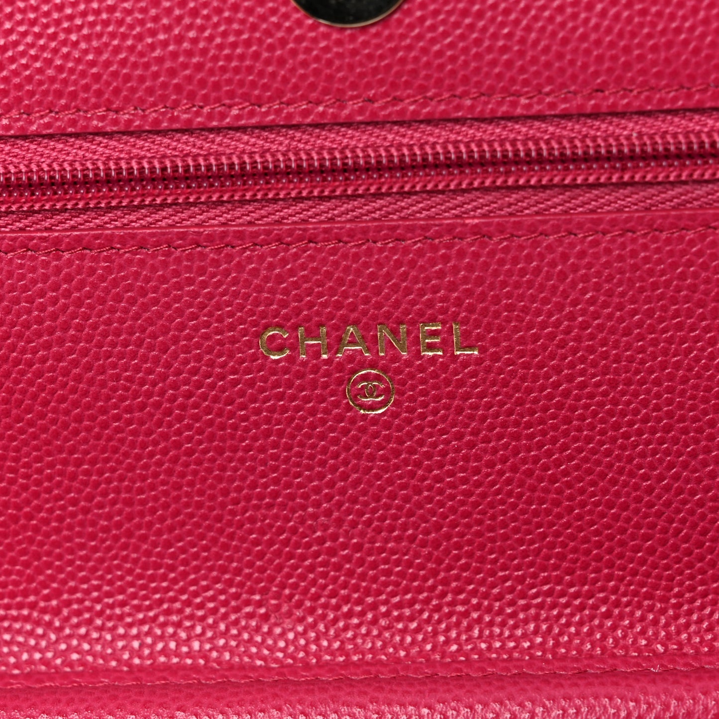 Caviar Quilted Wallet on Chain WOC Dark Pink