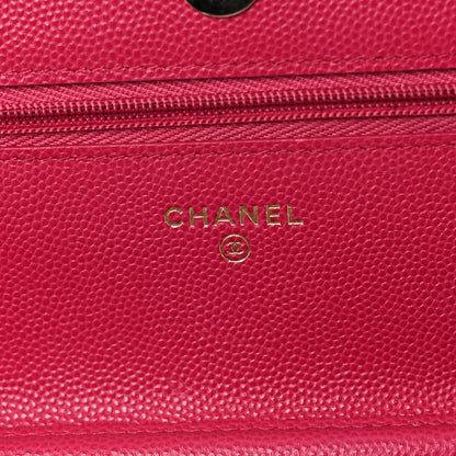 Chanel Caviar Quilted Wallet on Chain WOC Dark Pink 6 of 12