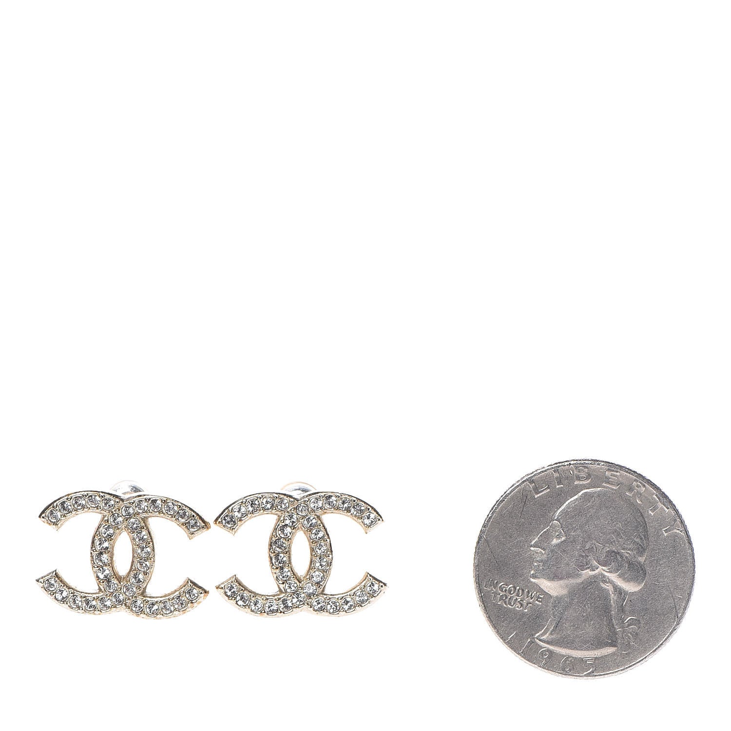 Chanel Crystal CC Earrings Gold 2 of 4