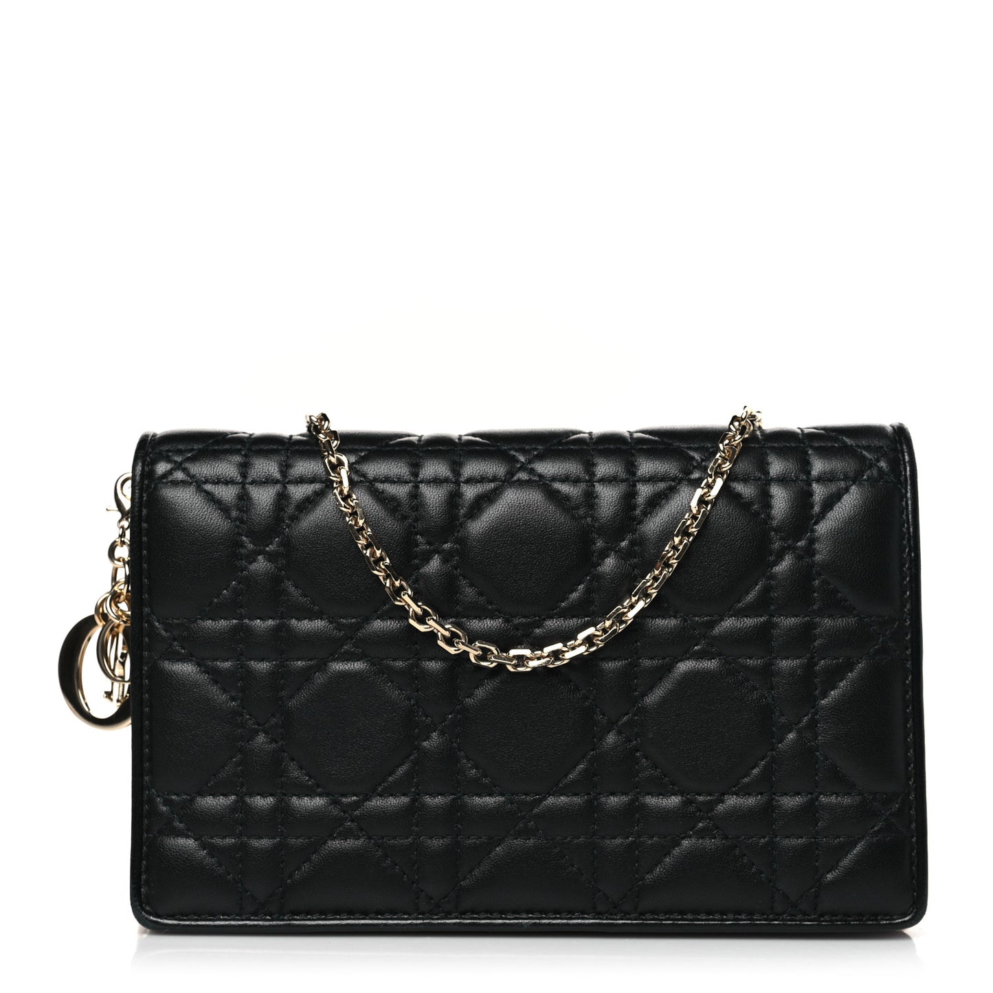 Lambskin Cannage Lady Dior Chain Wallet Black