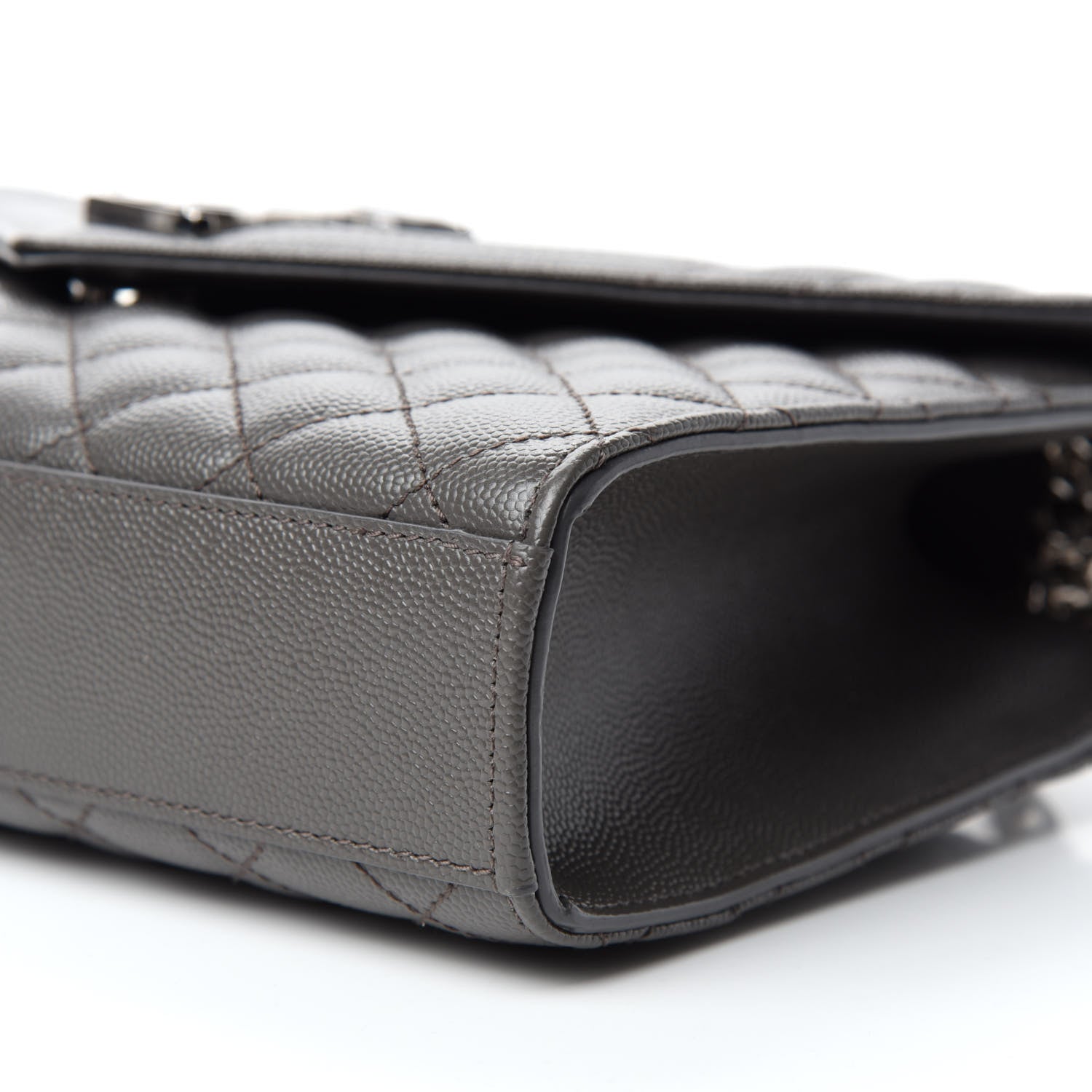 Saint Laurent Grain De Poudre Textured Mixed Matelasse Medium Triquilt Monogram Satchel Earth 7 of 12