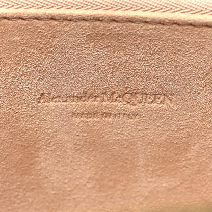 Alexander McQueen Calfskin Crocodile Embossed Knuckle Flat Clutch Black Gold 6 of 13