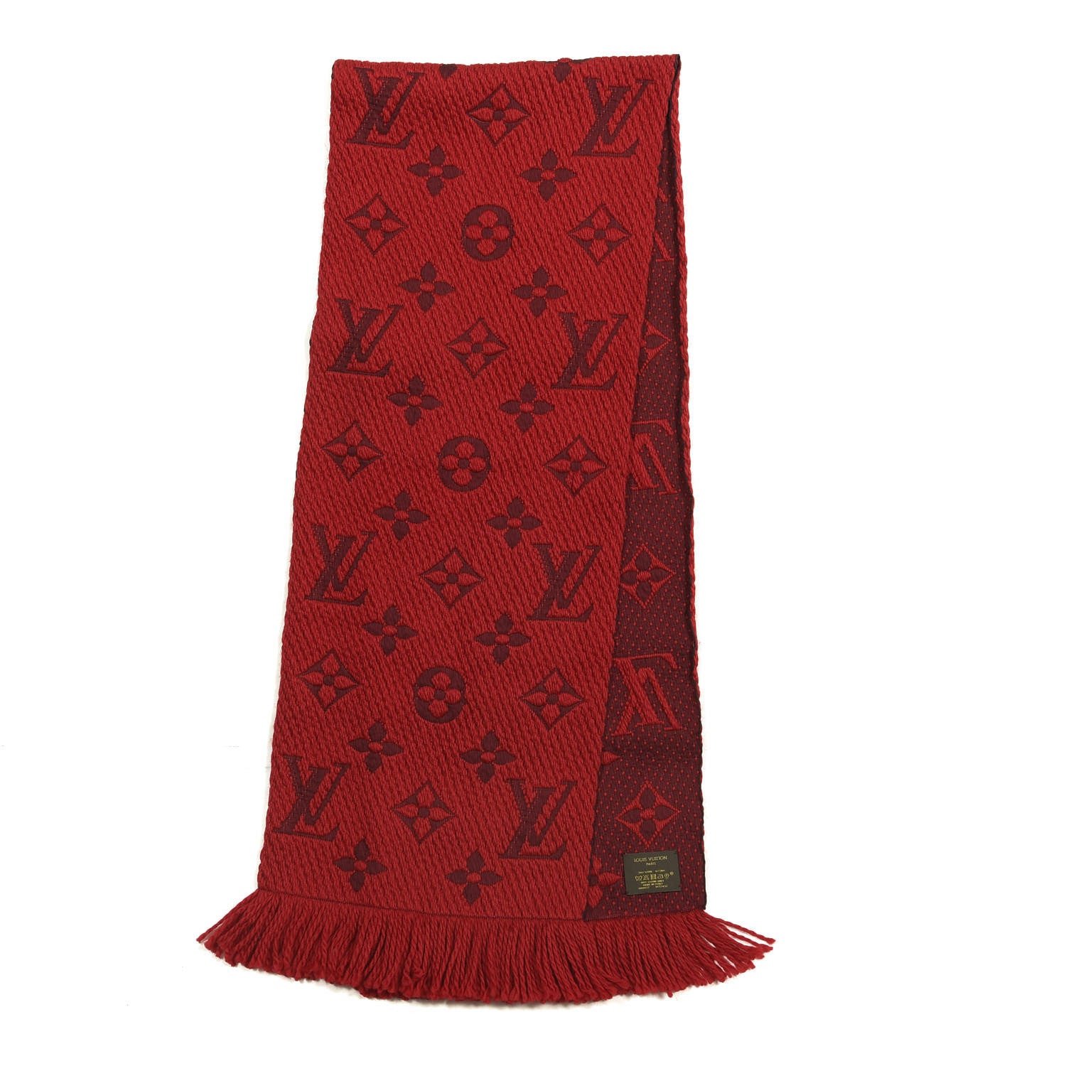 Louis Vuitton Wool Silk Logomania Scarf Rubis 2 of 3