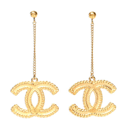 Chanel CC Drop Earrings Matte Gold 1 of 4