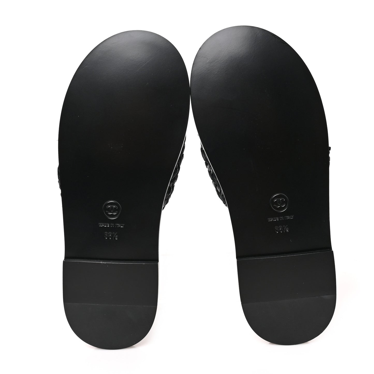 Raffia Crystal CC Mules Sandals 38.5 Black