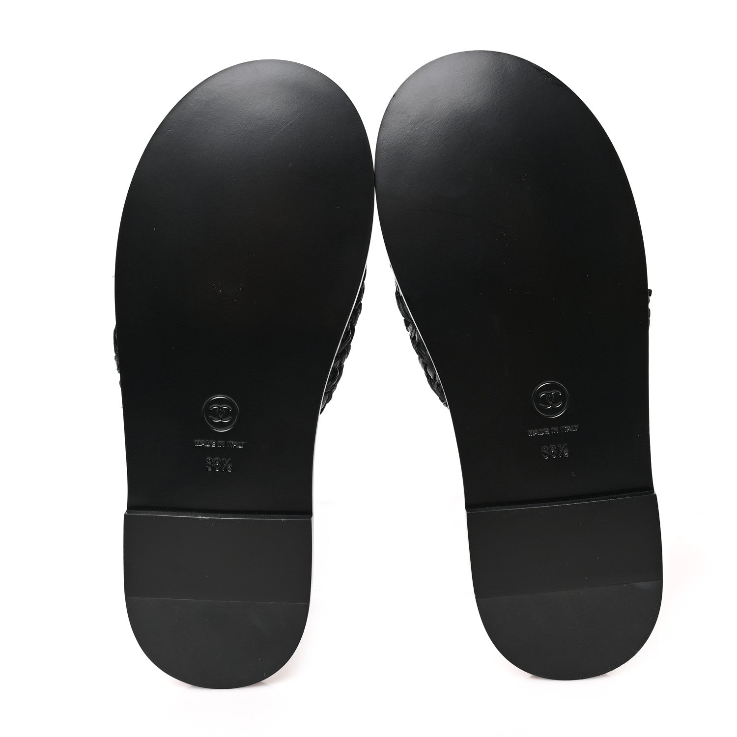 Chanel Raffia Crystal CC Mules Sandals 38.5 Black 5 of 9