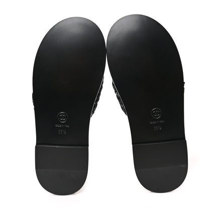 Chanel Raffia Crystal CC Mules Sandals 38.5 Black 5 of 9