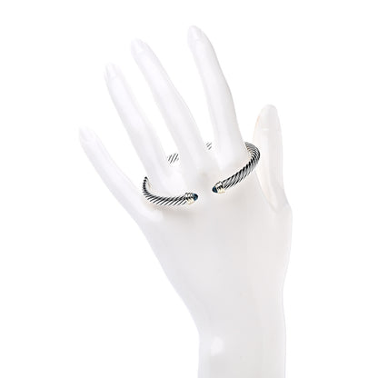 David Yurman Sterling Silver 14K Yellow Gold Blue Topaz 5mm Cable Classics Petite Color Bracelet 2 of 4