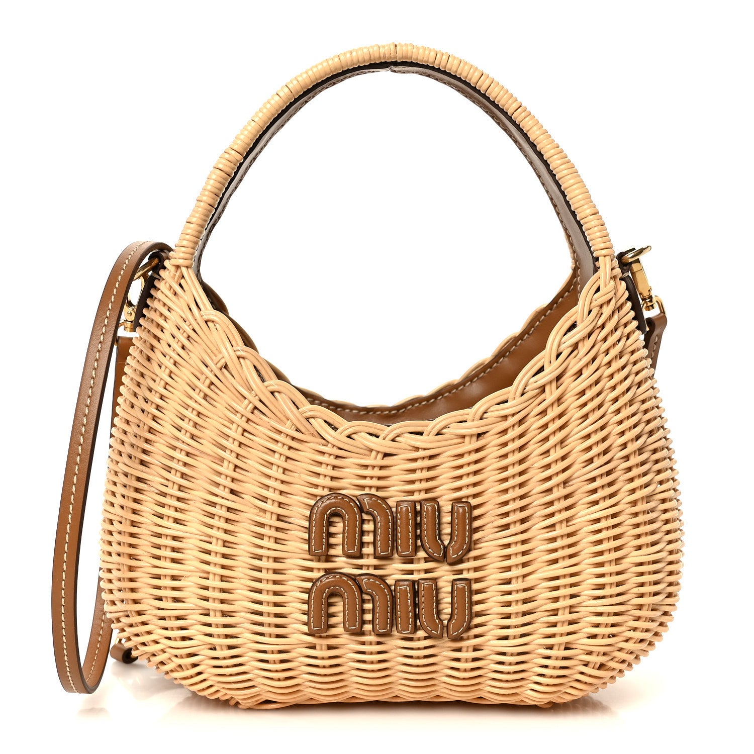 Miu Miu Wicker Wander Hobo Tan 1 of 10