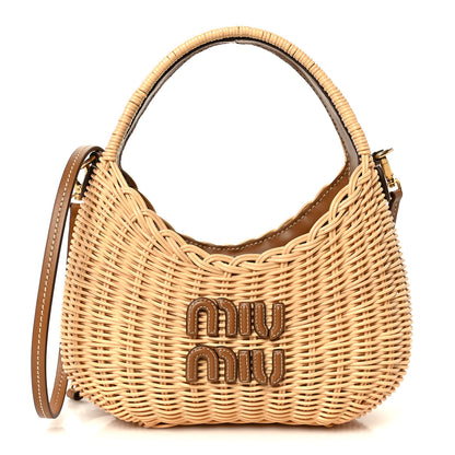 Miu Miu Wicker Wander Hobo Tan 1 of 10