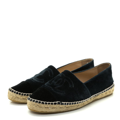Chanel Velvet CC Espadrilles Dark Navy Black 2 of 8