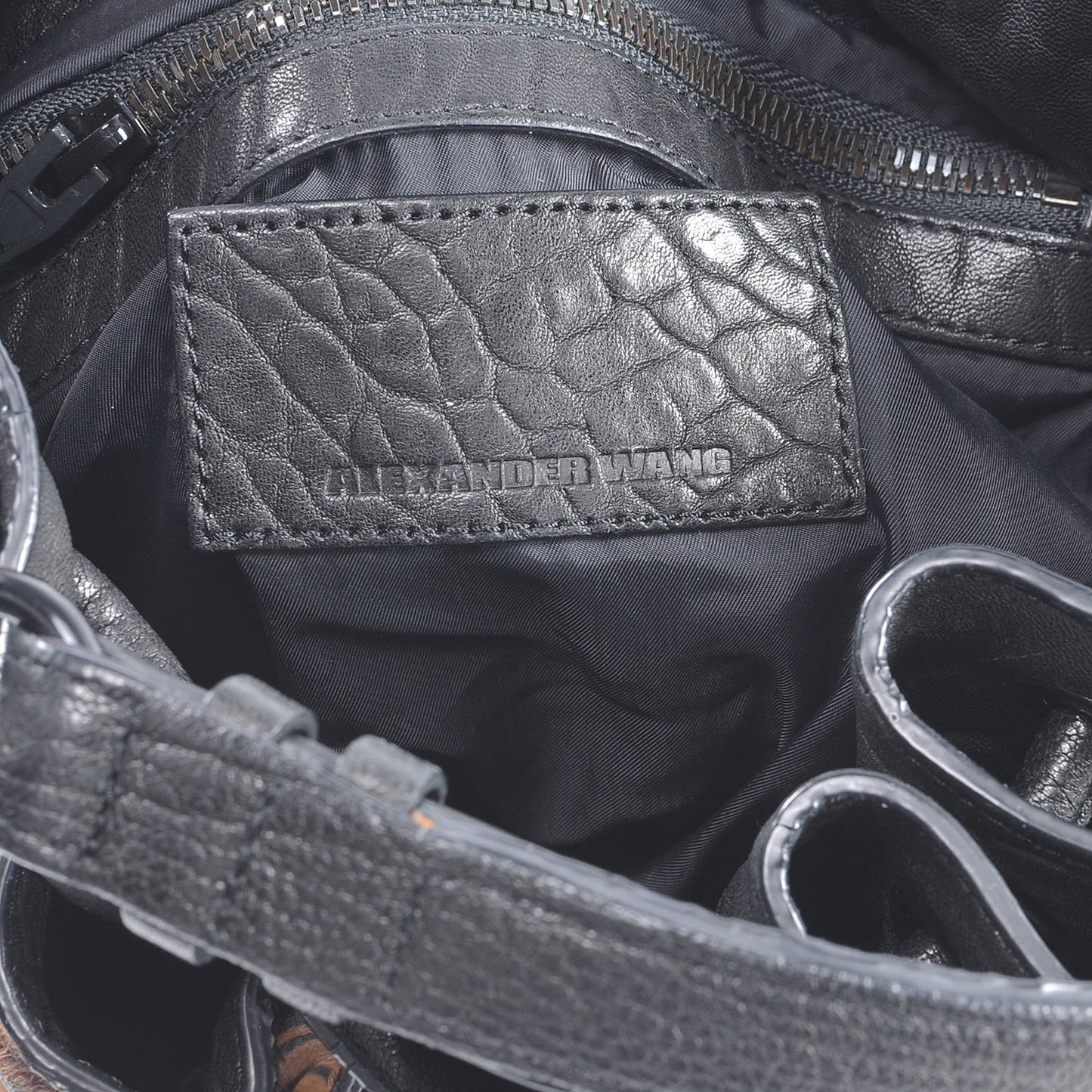 Leather Pony Hair Leopard Diego Bag Black