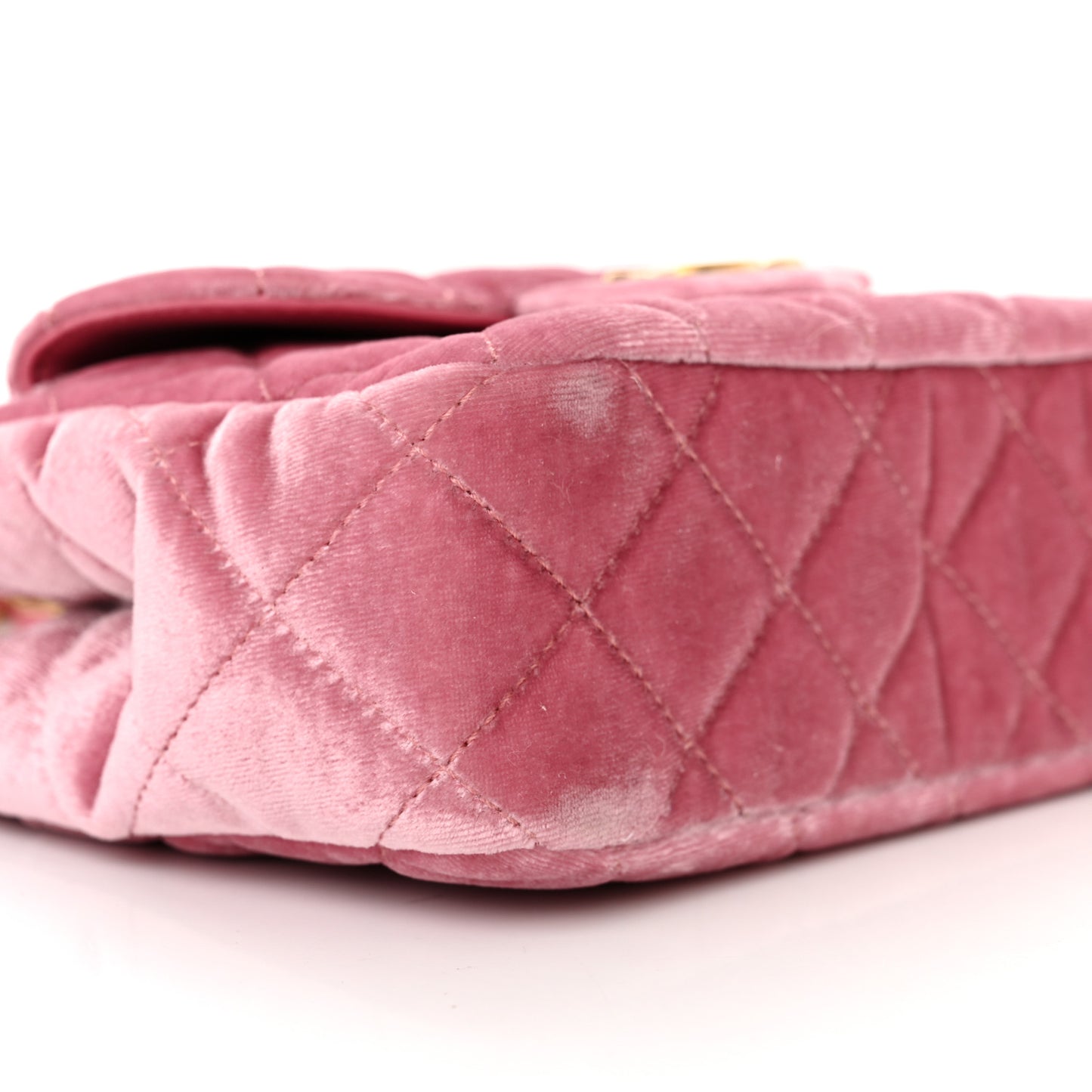 Velvet Quilted Small Wavy CC Hobo Pink