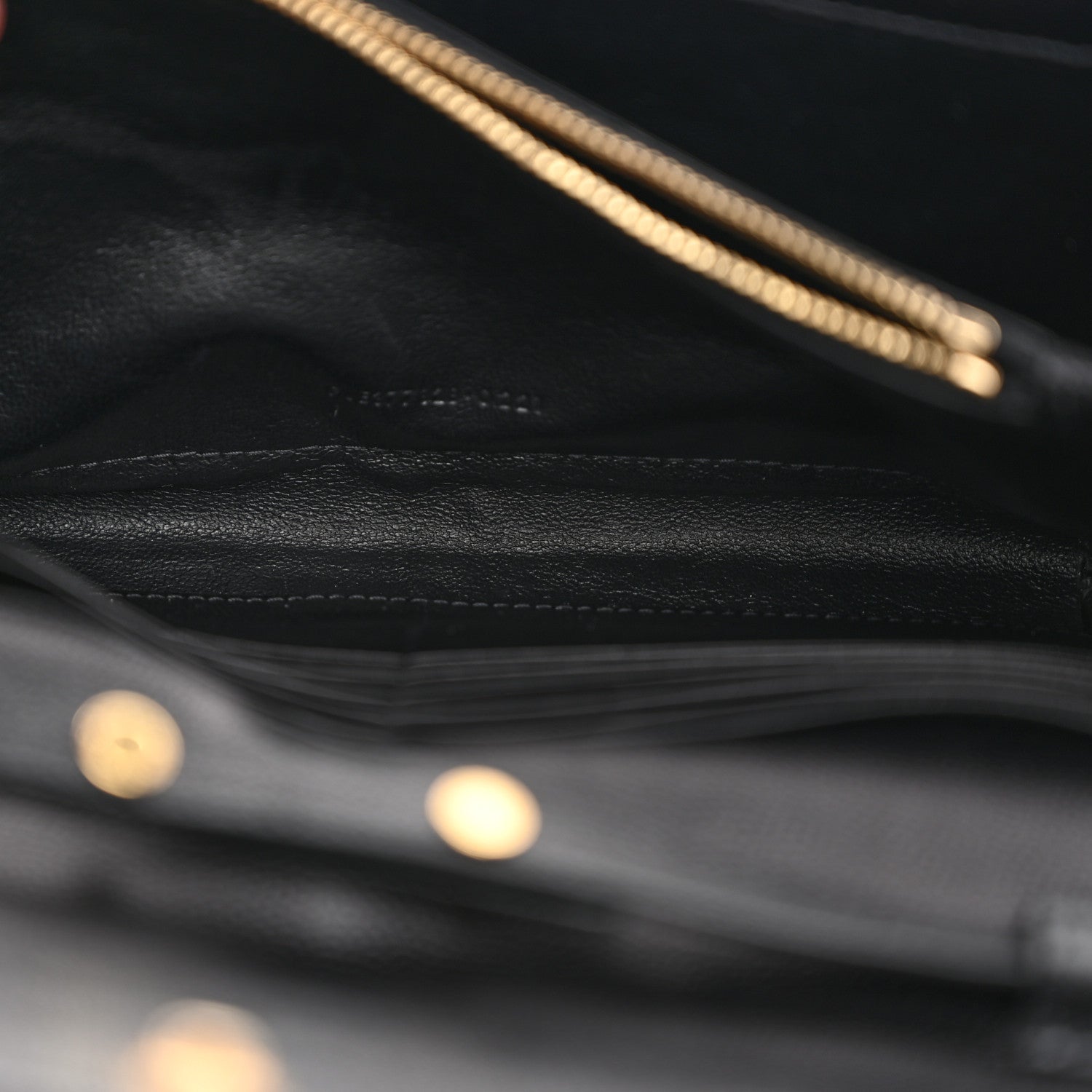 Saint Laurent Grain De Poudre Matelasse Chevron Monogram Chain Wallet Black 6 of 11