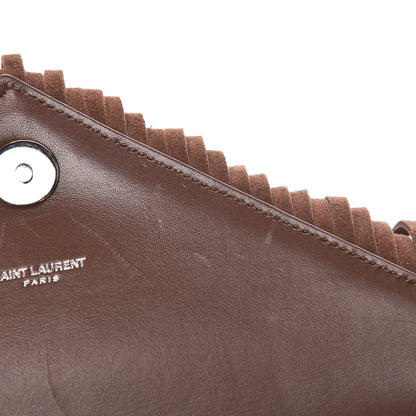 Saint Laurent Suede Matelasse Chevron Fringe Monogram Medium College Bag Marron Clair 12 of 13