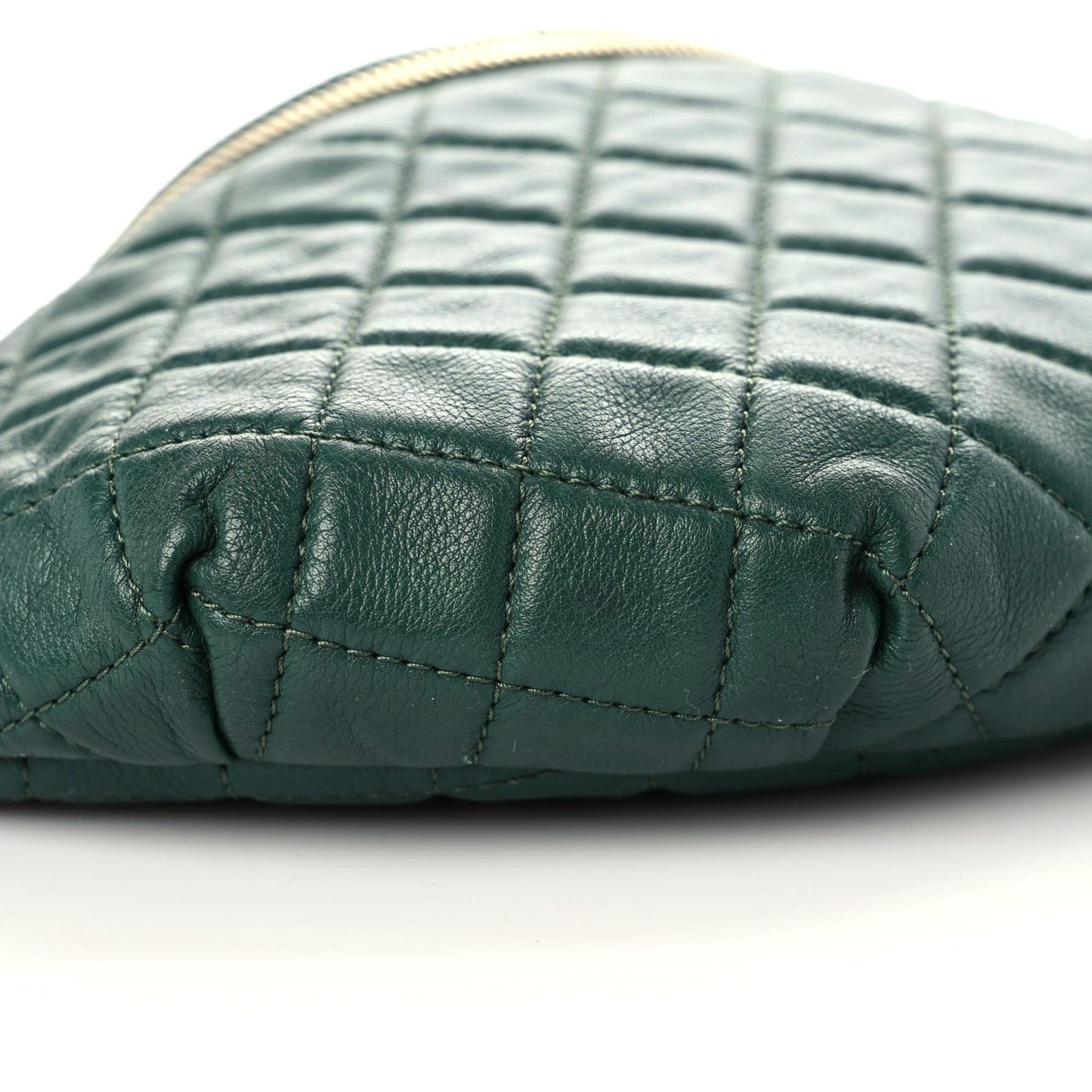 Calfskin Quilted Banane Waist Bag Fanny Pack Dark Green