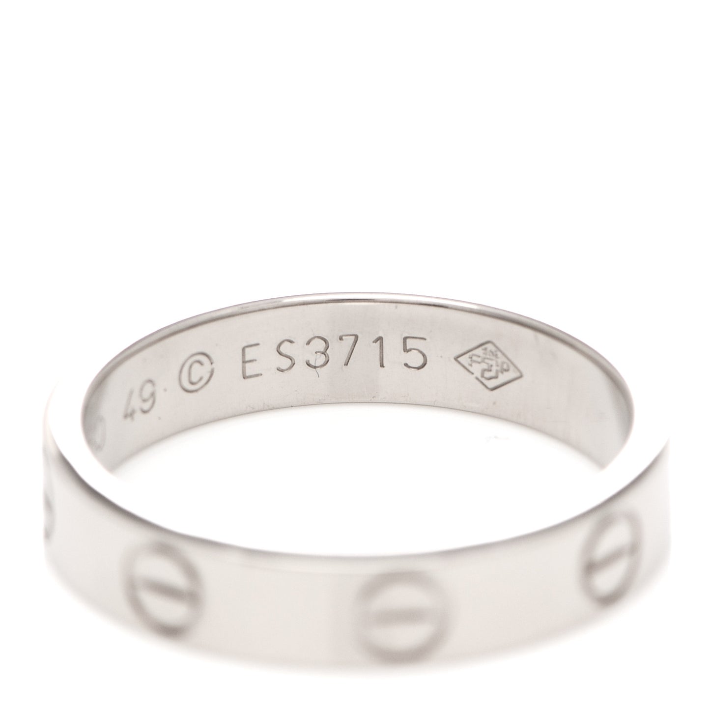 18K White Gold 3.5mm LOVE Wedding Band Ring 49 5