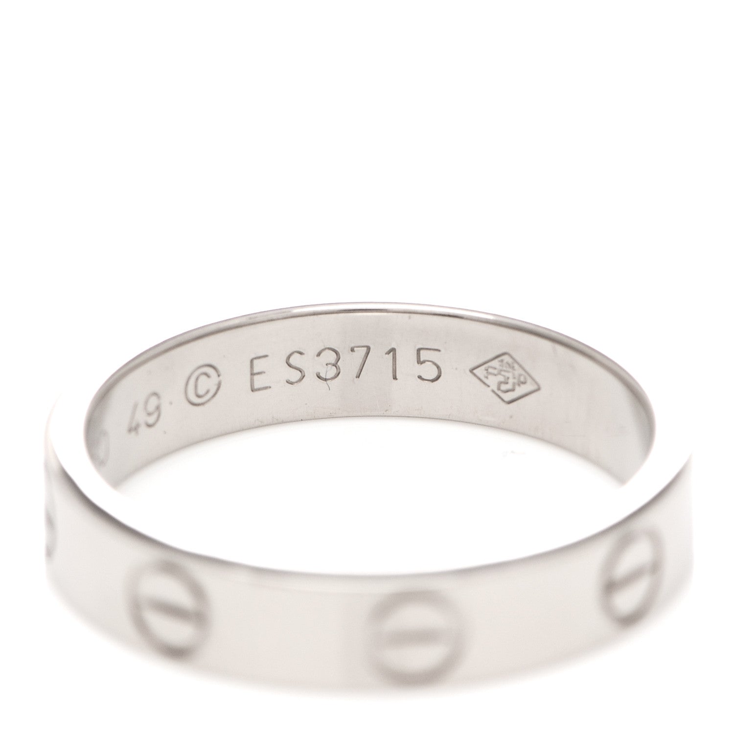 Cartier 18K White Gold 3.5mm LOVE Wedding Band Ring 49 5 6 of 6