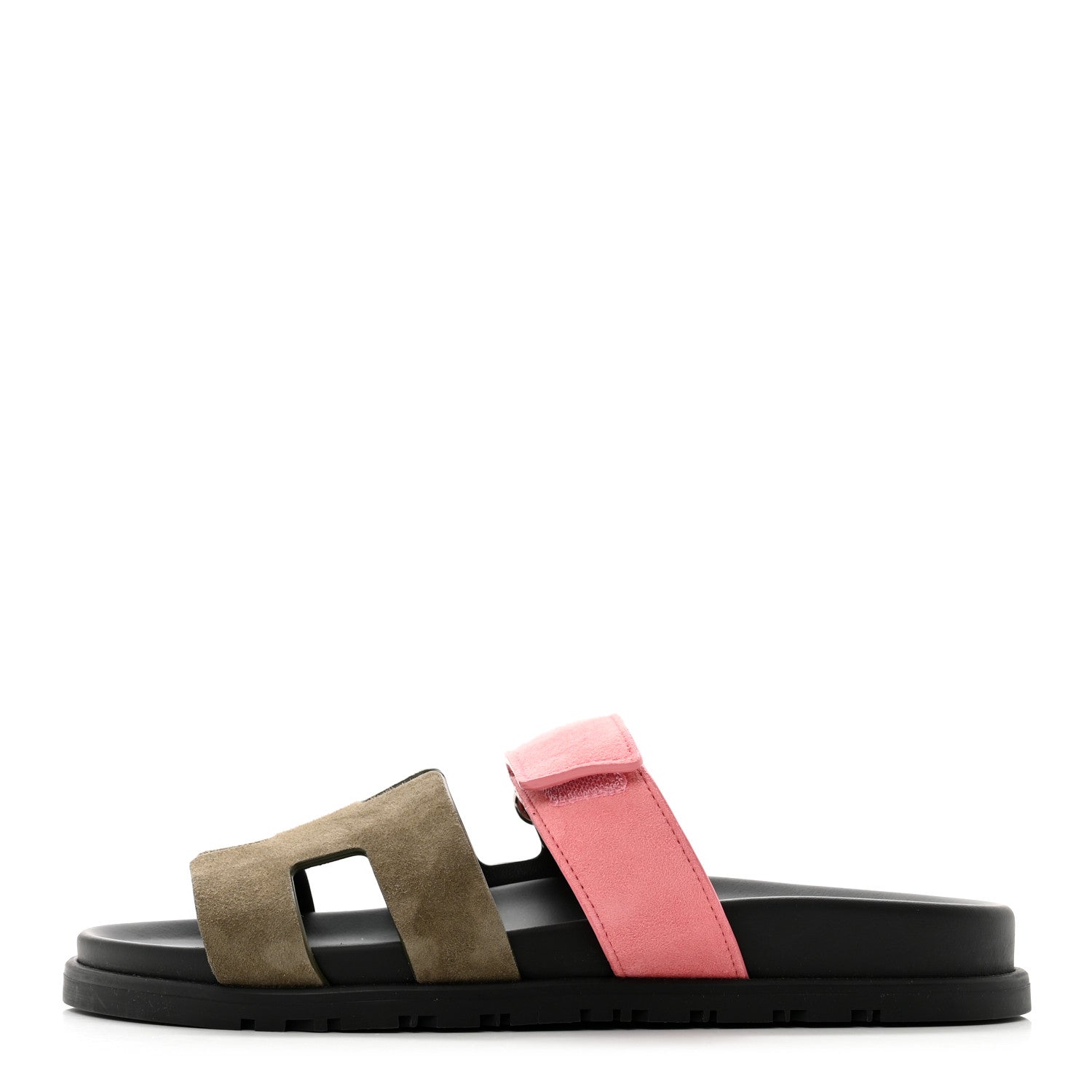 Hermes Suede Goatskin Womens Chypre Sandals 37 Toundra Rose Du Desert 1 of 9