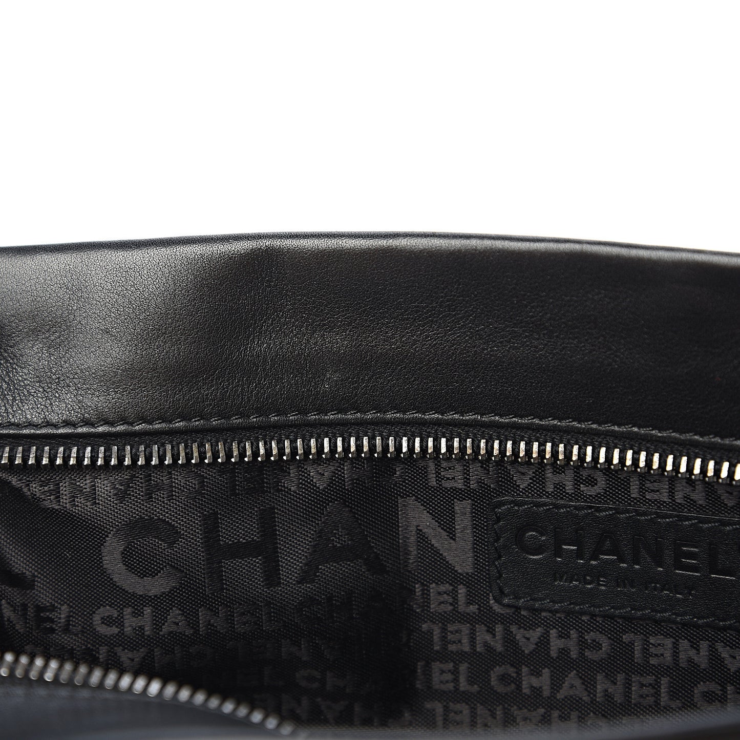 Calfskin Vertical Quilted Lax Clutch With Chain Black