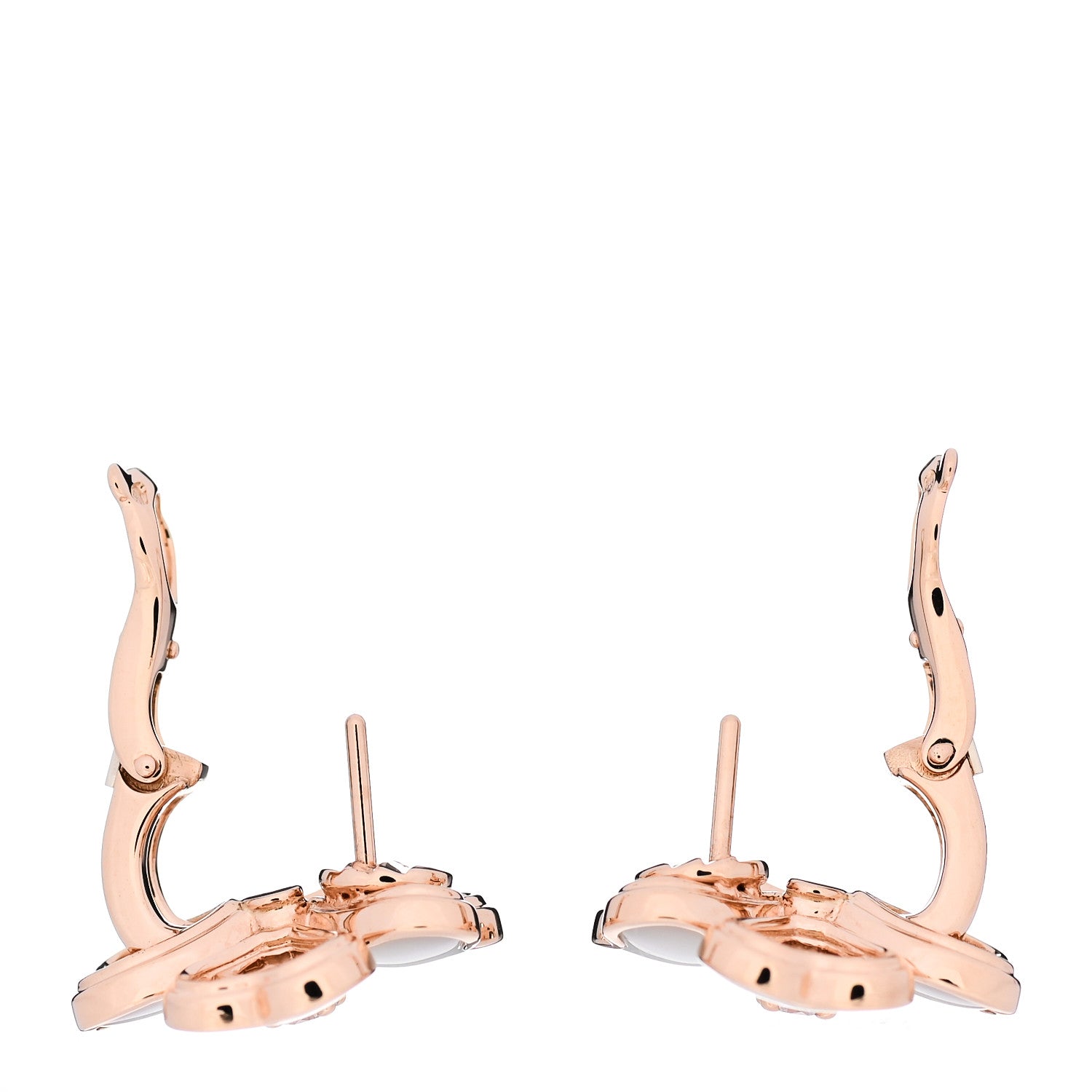 Van Cleef & Arpels 18K Rose Gold Diamond Mother of Pearl Small Cosmos Earrings 3 of 5