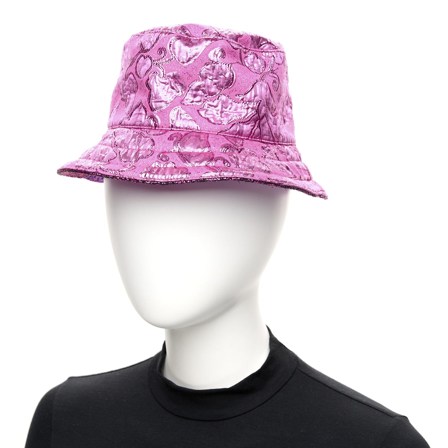 Canvas Lame GG Monogram Reversible Bucket Hat S Fuxia Pink