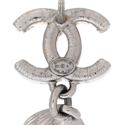 Chanel CC Crystal Teardrop Dangle Earrings Silver 4 of 5