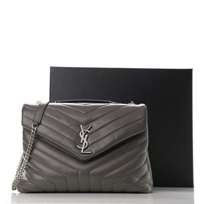 Saint Laurent Calfskin Y Quilted Monogram Small Loulou Chain Satchel Pebble 14 of 14