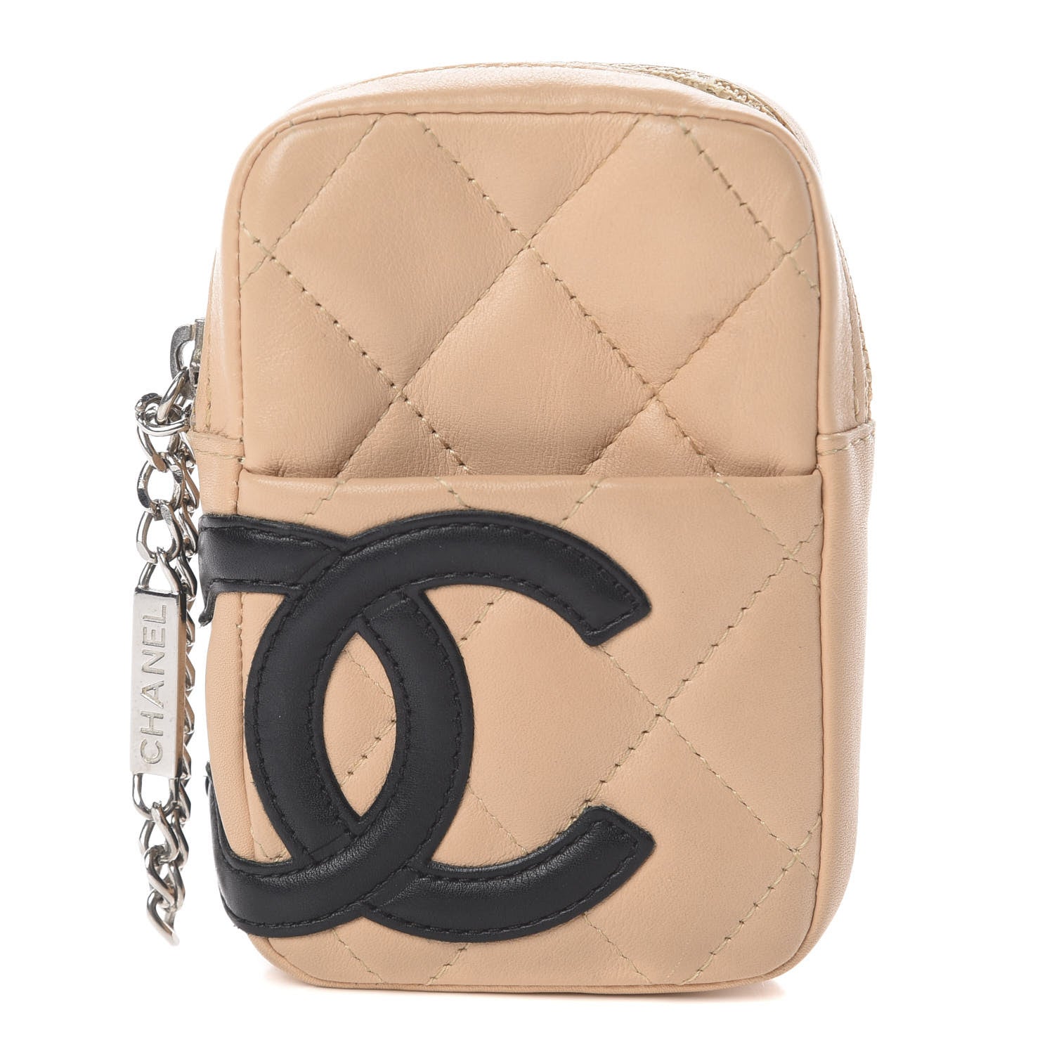 Chanel Calfskin Quilted Cambon Cigarette Case Holder Beige Black 1 of 6