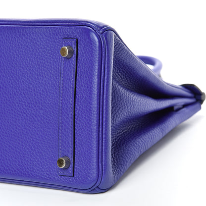 Hermes Taurillon Clemence Birkin 30 Bleu Electrique 9 of 12