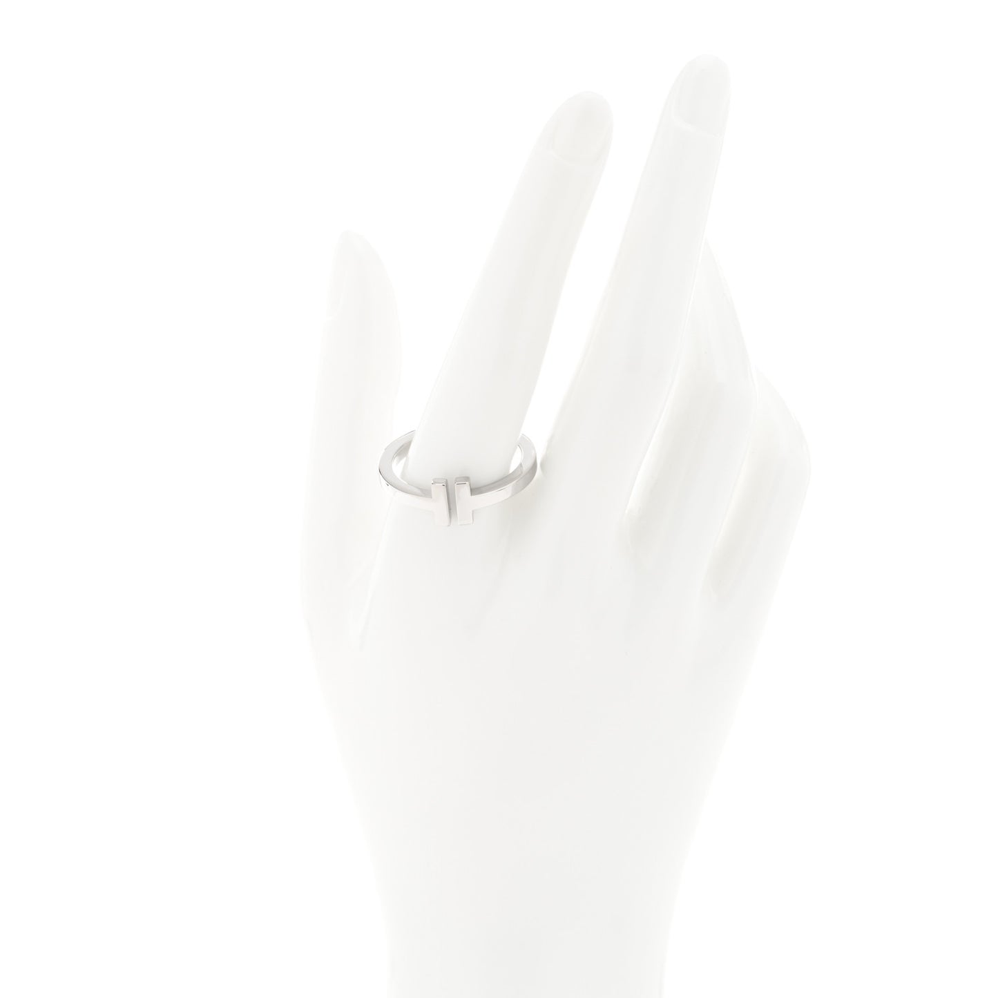 18K White Gold T Square Ring 64 10.75