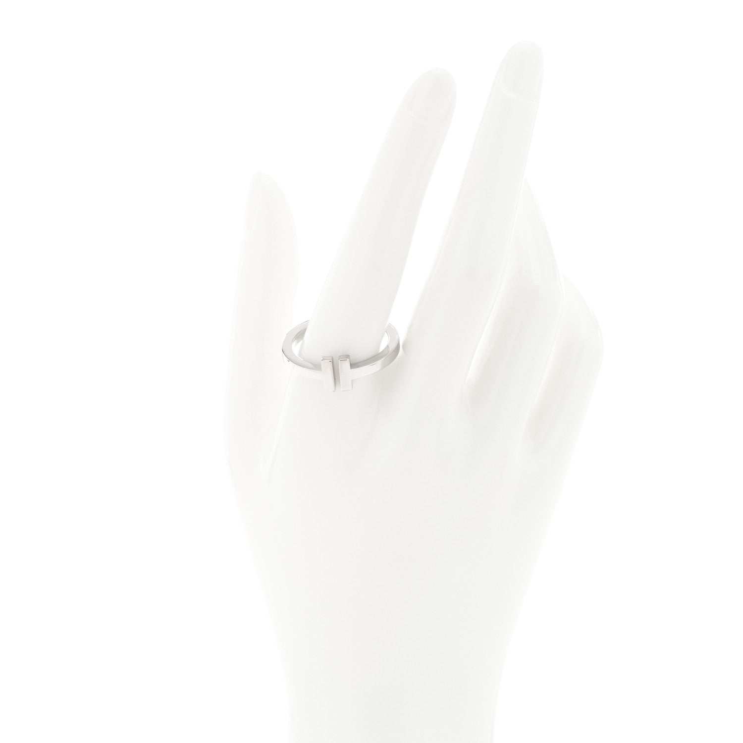 Tiffany 18K White Gold T Square Ring 64 10.75 2 of 4