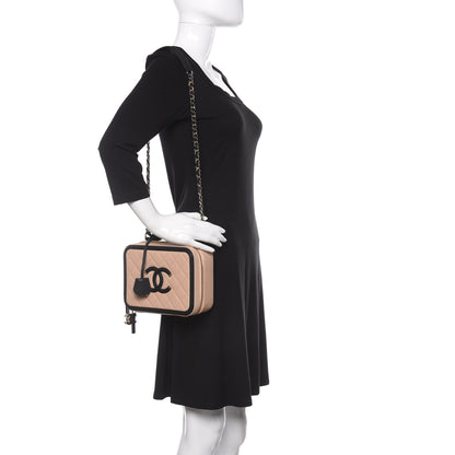 Chanel Caviar Quilted Medium CC Filigree Vanity Case Beige Black 2 of 11