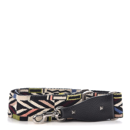 Valentino Garavani Canvas Native Couture Embroidered Rockstud Guitar Strap 1 of 4